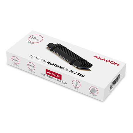 AXAGON CLR-M2L10, hliníkový pasívny chladič pre M.2 2280 SSD, výška 10 mm