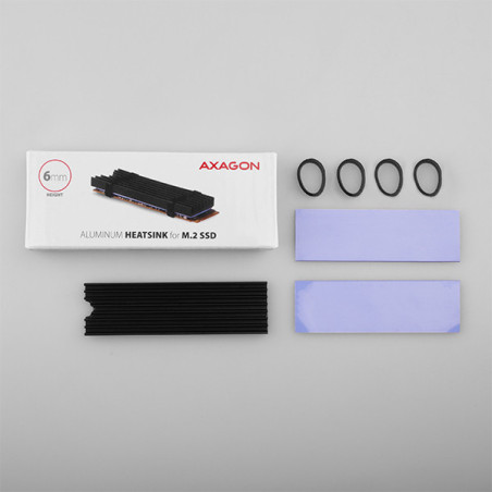 AXAGON CLR-M2L6, hliníkový pasívny chladič pre M.2 2280 SSD, výška 6 mm