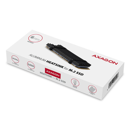 AXAGON CLR-M2L6, hliníkový pasívny chladič pre M.2 2280 SSD, výška 6 mm