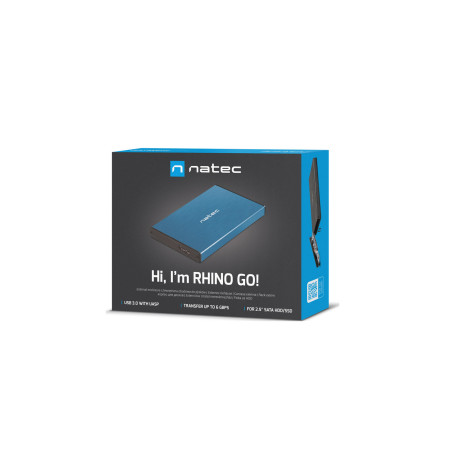 Externý box pre HDD 2,5" USB 3.0 Natec Rhino Go, modrý, hliníkové telo