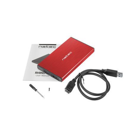 Externý box pre HDD 2,5" USB 3.0 Natec Rhino Go, červený, hliníkové telo