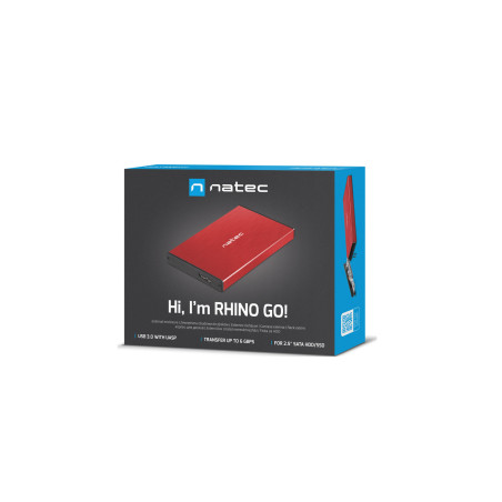 Externý box pre HDD 2,5" USB 3.0 Natec Rhino Go, červený, hliníkové telo