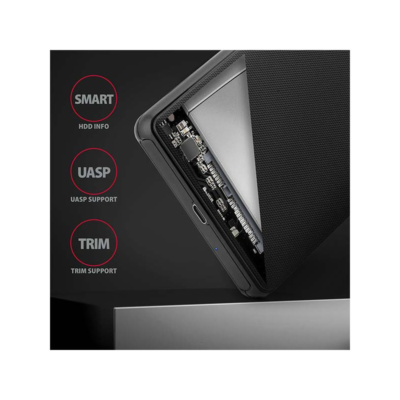 AXAGON EE25-SLC, USB-C 3.2 Gen 1 - SATA 6G 2.5" SLIDE box, bezskrutkový, čierny
