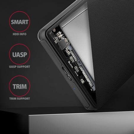 AXAGON EE25-SL, USB 3.2 Gen 1 - SATA 6G, 2.5" SLIDE box, bezskrutkový, čierny