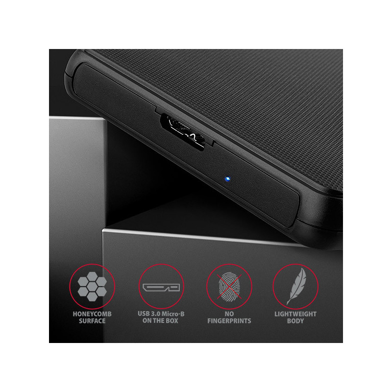 AXAGON EE25-SL, USB 3.2 Gen 1 - SATA 6G, 2.5" SLIDE box, bezskrutkový, čierny