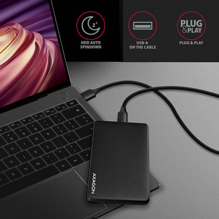 AXAGON EE25-SL, USB 3.2 Gen 1 - SATA 6G, 2.5" SLIDE box, bezskrutkový, čierny