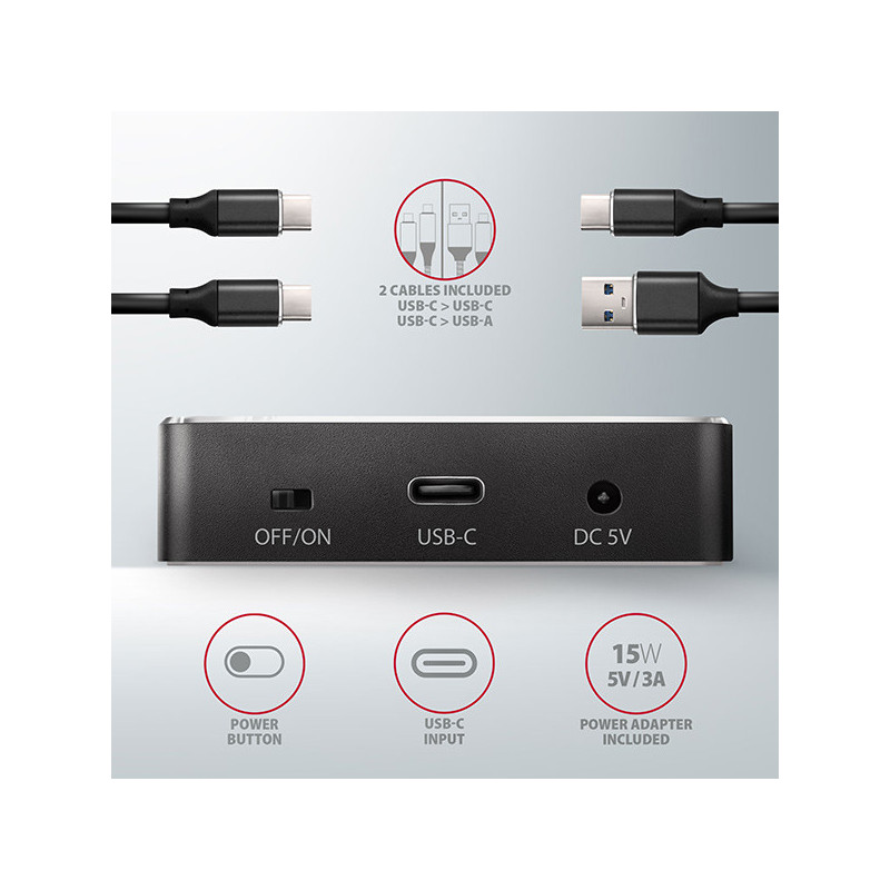 AXAGON ADSA-M2C, USB-C 3.2 Gen 2 - 2x M.2 NVMe SSD CLONE MASTER dokovacia stanica