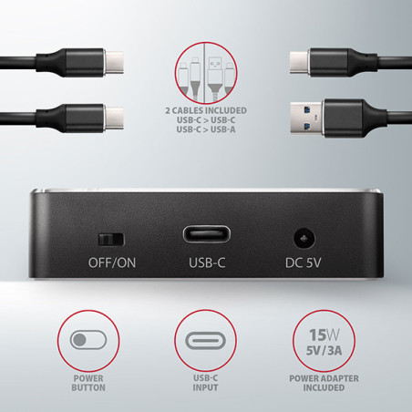 AXAGON ADSA-M2C, USB-C 3.2 Gen 2 - 2x M.2 NVMe SSD CLONE MASTER dokovacia stanica