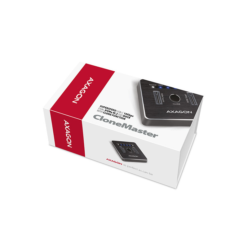 AXAGON ADSA-M2C, USB-C 3.2 Gen 2 - 2x M.2 NVMe SSD CLONE MASTER dokovacia stanica