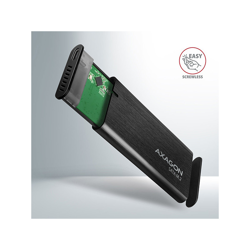 AXAGON EEM2-SBC, USB-C 3.2 Gen 2 - M.2 SATA SSD kovový RAW box, bezskrutkový