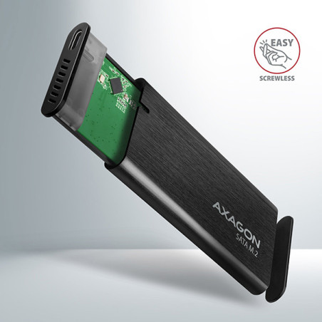 AXAGON EEM2-SBC, USB-C 3.2 Gen 2 - M.2 SATA SSD kovový RAW box, bezskrutkový