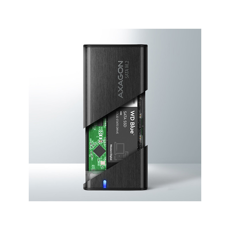 AXAGON EEM2-SBC, USB-C 3.2 Gen 2 - M.2 SATA SSD kovový RAW box, bezskrutkový
