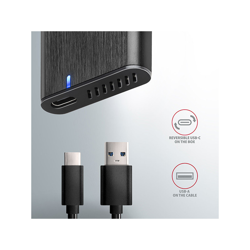 AXAGON EEM2-SBC, USB-C 3.2 Gen 2 - M.2 SATA SSD kovový RAW box, bezskrutkový