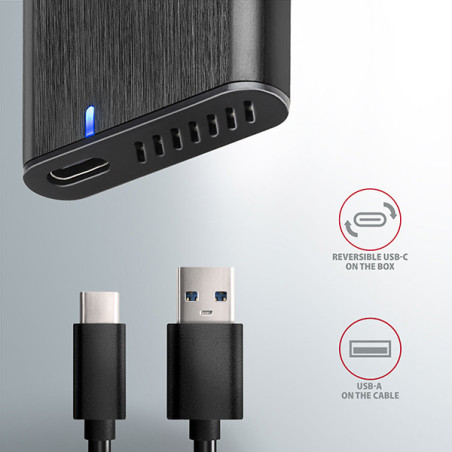 AXAGON EEM2-SBC, USB-C 3.2 Gen 2 - M.2 SATA SSD kovový RAW box, bezskrutkový