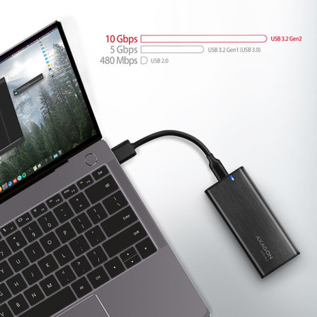 AXAGON EEM2-SBC, USB-C 3.2 Gen 2 - M.2 SATA SSD kovový RAW box, bezskrutkový