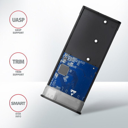AXAGON EEM2-SG2, USB-C 3.2 Gen 2 - M.2 NVMe & SATA SSD kovový RAW box, bezskrutkový, strieborný