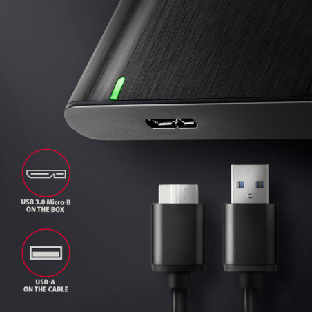 AXAGON EE25-A6M, USB 3.2 Gen 1 - SATA 6G 2.5" kovový RAW box, bezskrutkový