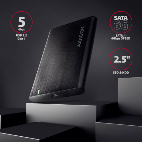 AXAGON EE25-A6C, USB-C 3.2 Gen 1 - SATA 6G 2.5" kovový RAW box, bezskrutkový