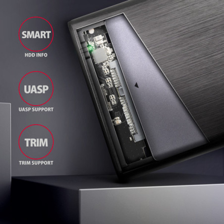 AXAGON EE25-A6C, USB-C 3.2 Gen 1 - SATA 6G 2.5" kovový RAW box, bezskrutkový