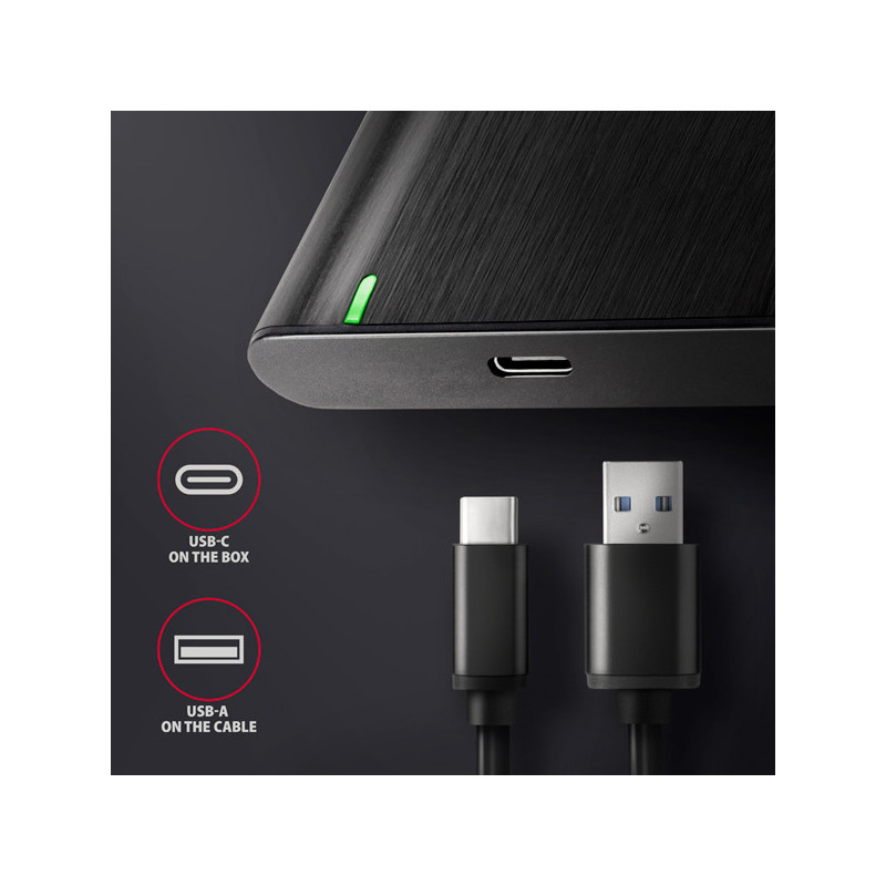 AXAGON EE25-A6C, USB-C 3.2 Gen 1 - SATA 6G 2.5" kovový RAW box, bezskrutkový
