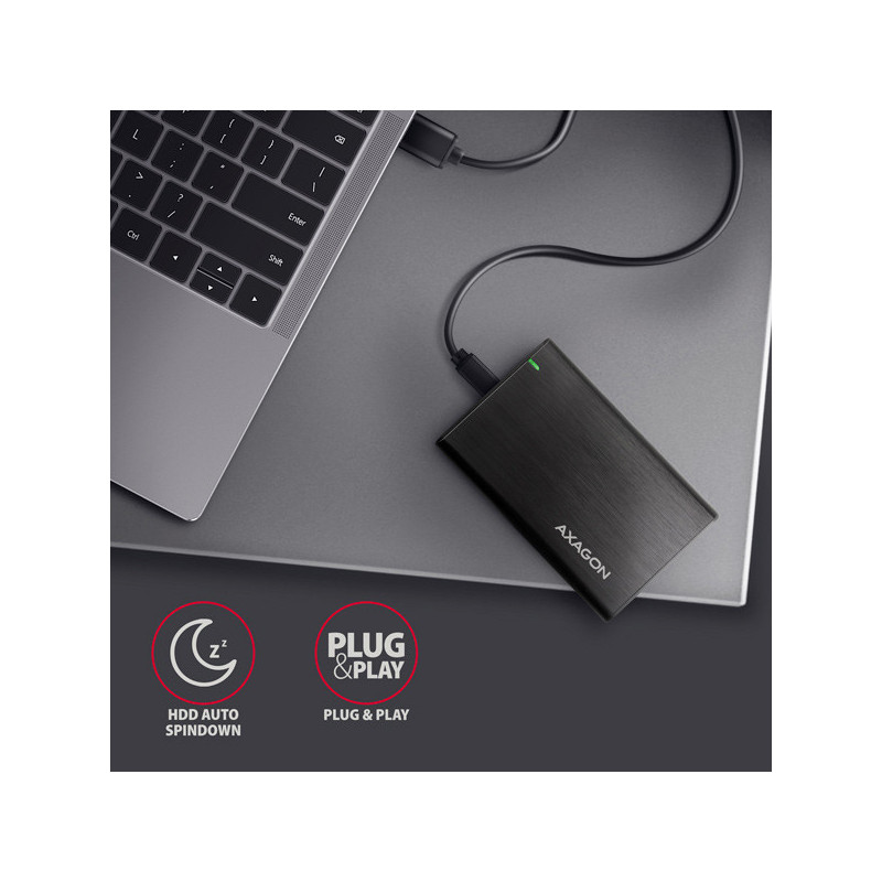 AXAGON EE25-A6C, USB-C 3.2 Gen 1 - SATA 6G 2.5" kovový RAW box, bezskrutkový
