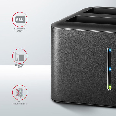 AXAGON ADSA-D25, USB 3.2 Gen 1 - 2x SATA 6G 2.5" SSD/HDD CLONE MINI dokovacia stanica