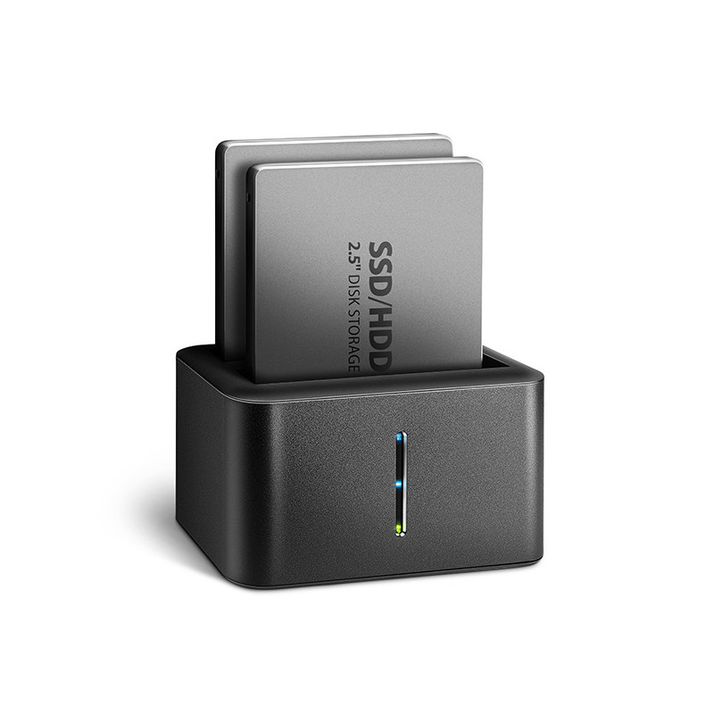 AXAGON ADSA-D25, USB 3.2 Gen 1 - 2x SATA 6G 2.5" SSD/HDD CLONE MINI dokovacia stanica