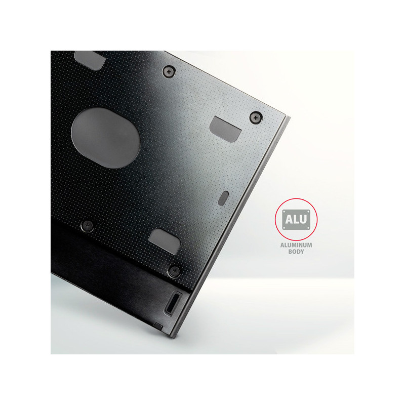 AXAGON RSS-CD09 rámček pre 2.5" SSD/HDD do DVD slotu, 9.5 mm, LED, hliník