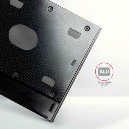 AXAGON RSS-CD09 rámček pre 2.5" SSD/HDD do DVD slotu, 9.5 mm, LED, hliník