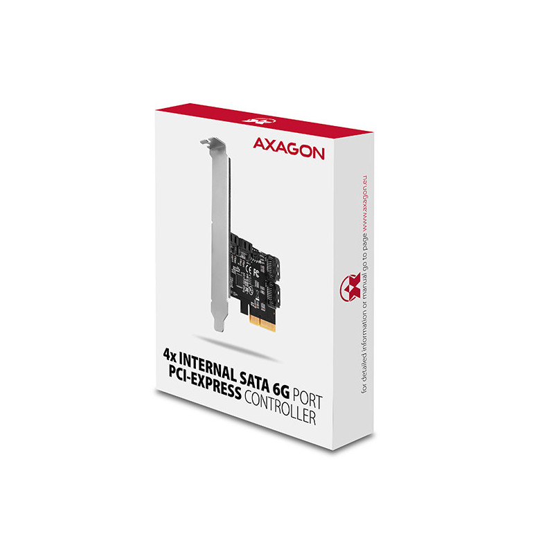 AXAGON PCES-SA4X4, PCIe radič - 4x interný SATA 6G port, ASM1164, SP & LP