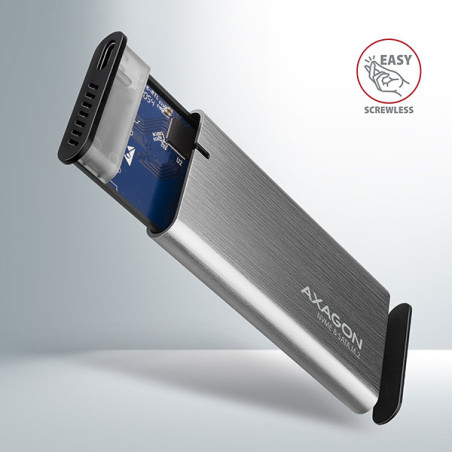 AXAGON EEM2-SB2, USB-C 3.2 Gen 2 - M.2 NVMe & SATA SSD kovový RAW box, bezskrutkový, čierny
