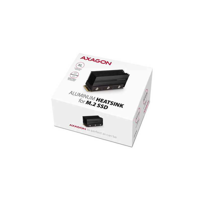 AXAGON CLR-M2XL, hliníkový pasívny chladič pre jedno aj obojstranný M.2 SSD disk, výška 36 mm