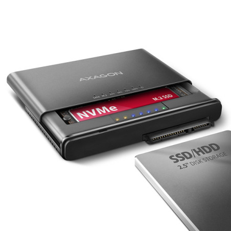 AXAGON ADSA-CC USB-C 10 Gbps - NVMe M.2 SSD & SATA 2.5"/3.5" SSD/HDD CLONE MASTER 2