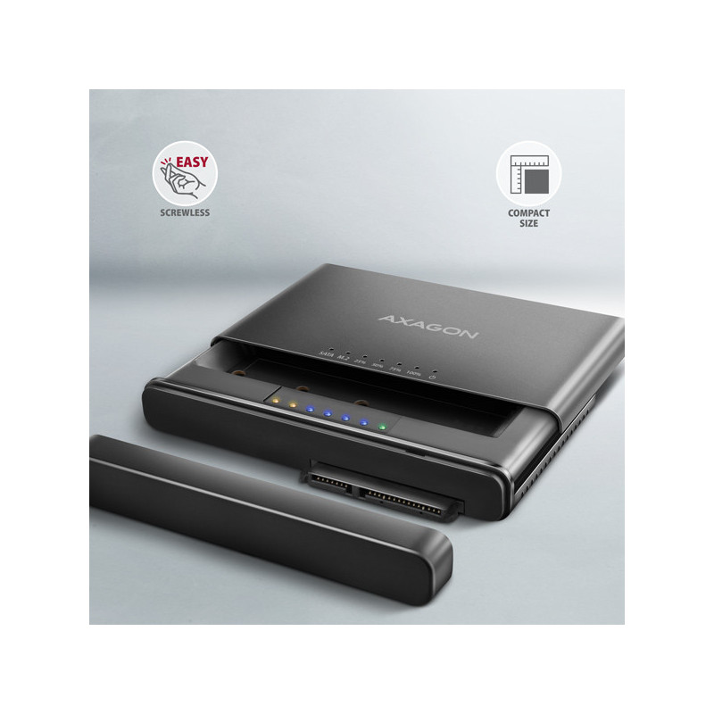 AXAGON ADSA-CC USB-C 10 Gbps - NVMe M.2 SSD & SATA 2.5"/3.5" SSD/HDD CLONE MASTER 2