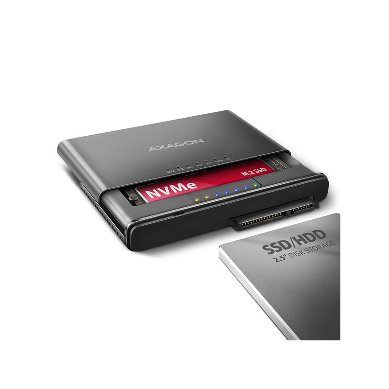 AXAGON ADSA-CC USB-C 10 Gbps - NVMe M.2 SSD & SATA 2.5"/3.5" SSD/HDD CLONE MASTER 2