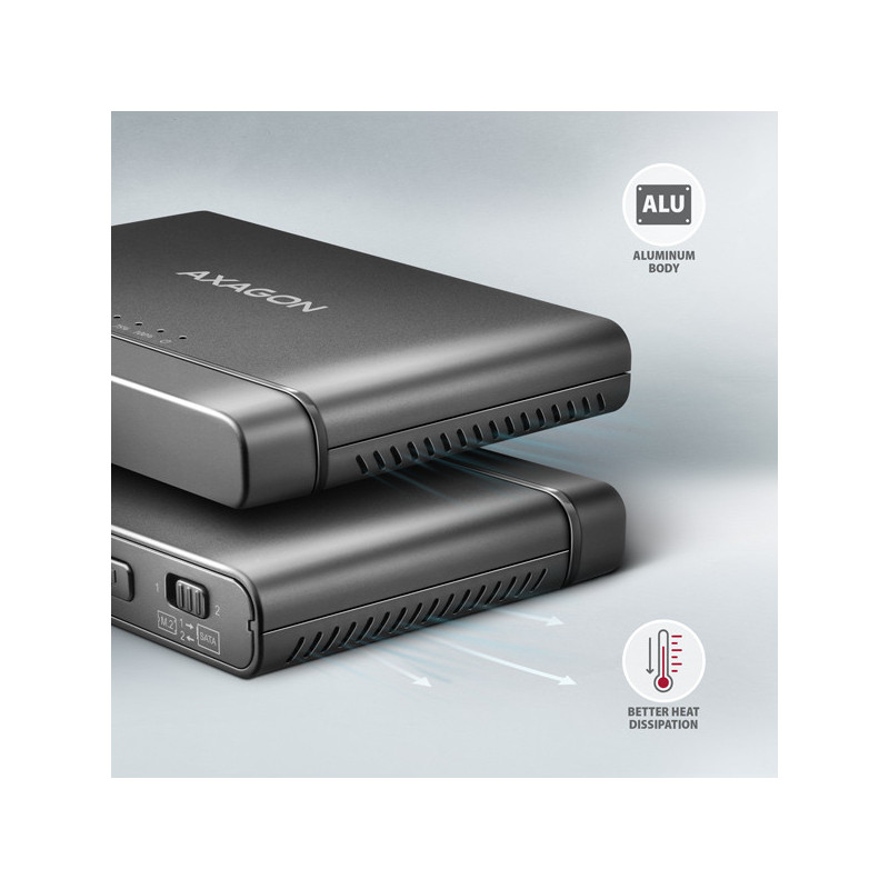 AXAGON ADSA-CC USB-C 10 Gbps - NVMe M.2 SSD & SATA 2.5"/3.5" SSD/HDD CLONE MASTER 2