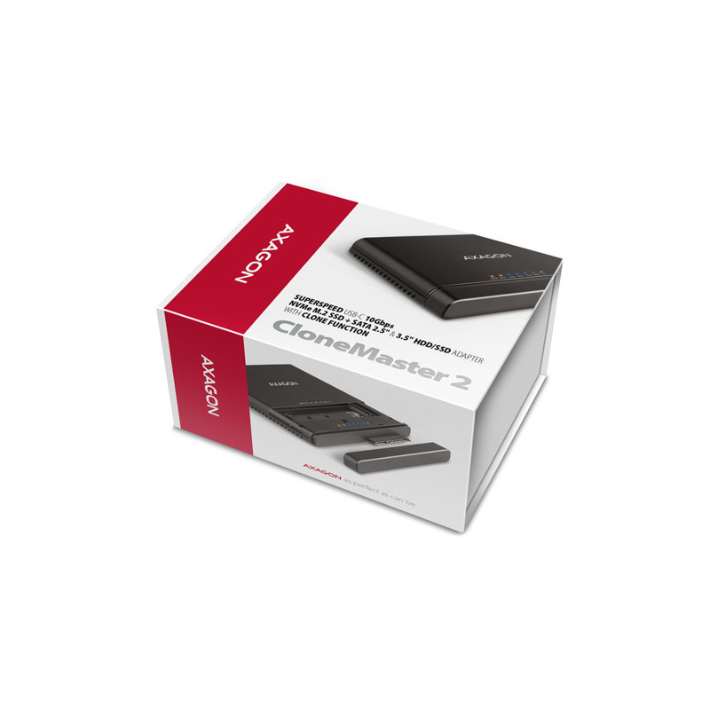 AXAGON ADSA-CC USB-C 10 Gbps - NVMe M.2 SSD & SATA 2.5"/3.5" SSD/HDD CLONE MASTER 2