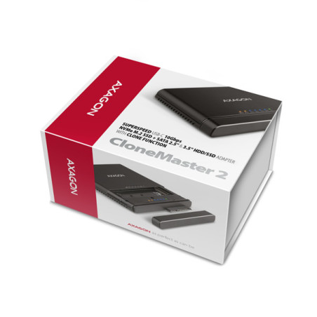 AXAGON ADSA-CC USB-C 10 Gbps - NVMe M.2 SSD & SATA 2.5"/3.5" SSD/HDD CLONE MASTER 2