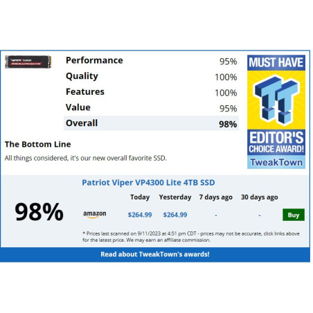 PATRIOT VP4300 Lite/4TB/SSD/M.2 NVMe/Čierna/5R