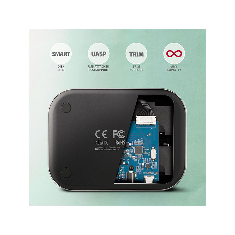 AXAGON ADSA-DC, USB-C 5Gbps - 2x SATA 6G 2.5"/3.5" SSD/HDD CLONE DUAL dokovacia stanica