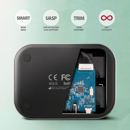 AXAGON ADSA-DC, USB-C 5Gbps - 2x SATA 6G 2.5"/3.5" SSD/HDD CLONE DUAL dokovacia stanica