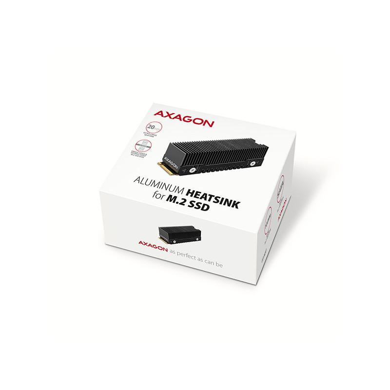 AXAGON CLR-M2XT, hliníkový pasívny chladič pre jedno aj obojstranný M.2 SSD disk, výška 24 mm