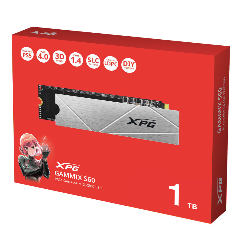 ADATA XPG GAMMIX S60/1TB/SSD/M.2 NVMe/Strieborná/Heatsink/5R