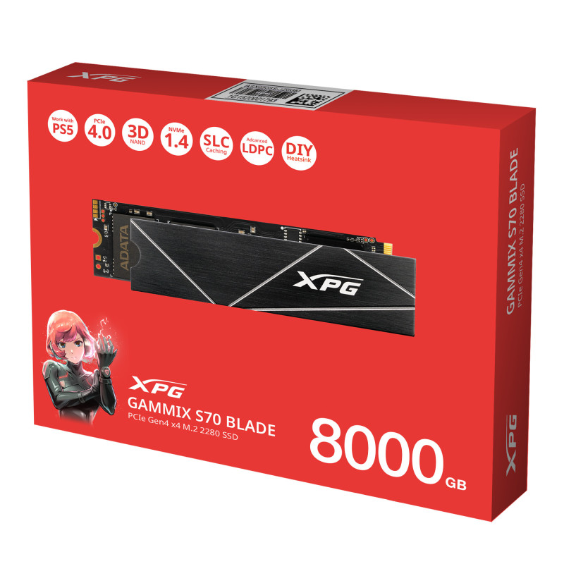 ADATA GAMMIX S70 BLADE/8TB/SSD/M.2 NVMe/Čierna/Heatsink/5R