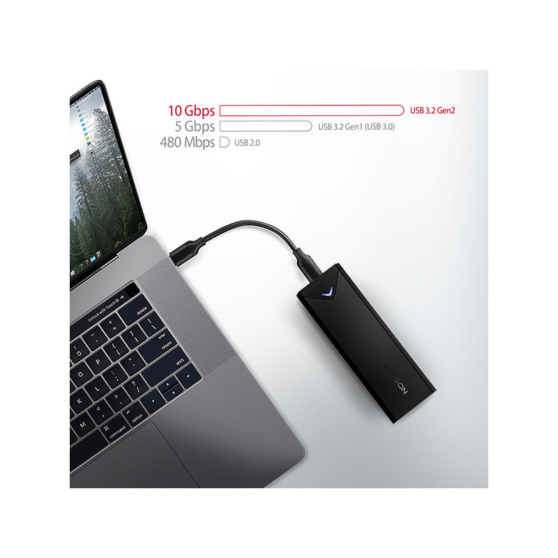 AXAGON EEM2-UB2, USB-C 10Gbps - M.2 NVMe SSD ARROW box, čierny