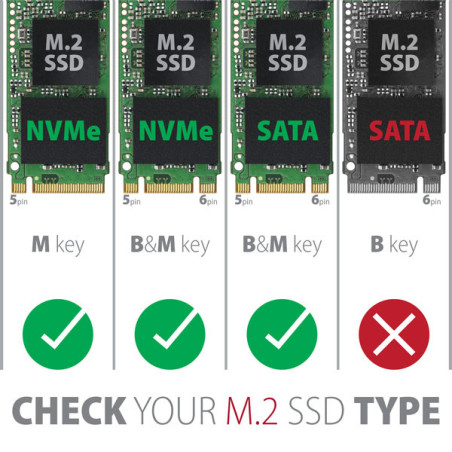 AXAGON EEM2-GTS2, 10Gbps USB-C - M.2 NVMe & SATA SSD kovový THIN box, bezskrutkový