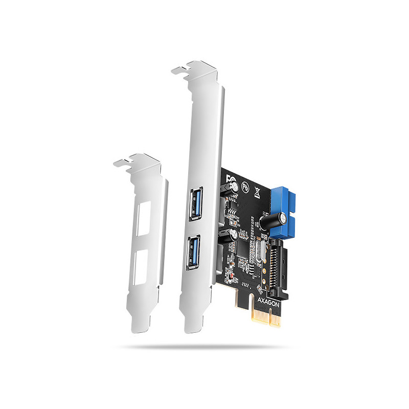 AXAGON PCEU-232RS, PCIe radič, 2+2x USB 5Gbps port, SATA napájanie, Renesas PD720201, SP & LP