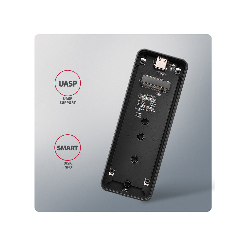 AXAGON EEM2-20G, USB-C 20Gbps - M.2 NVMe SSD kovový ARMORED box