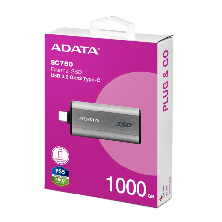 ADATA SC750/1TB/SSD/Externý/Sivá/5R