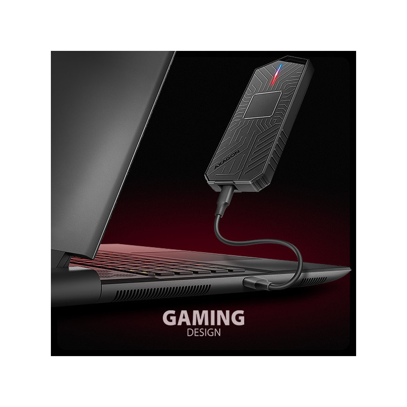 AXAGON EEM2-GAM, USB-C 10Gbps - NVMe & SATA SSD GAME M.2 box, bezskrutkový